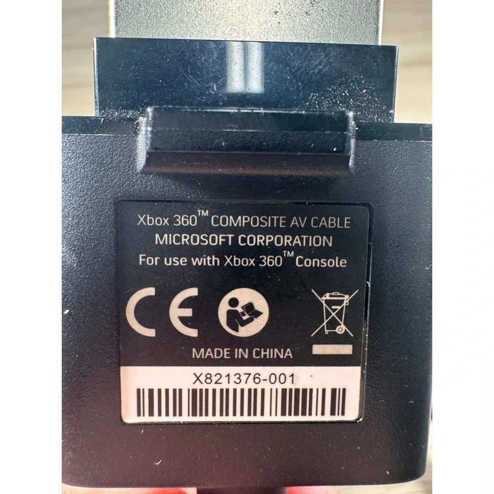 Microsoft Xbox 360 Composite AV Cable‎ RCA X821376-001 Black 6ft OEM Cord